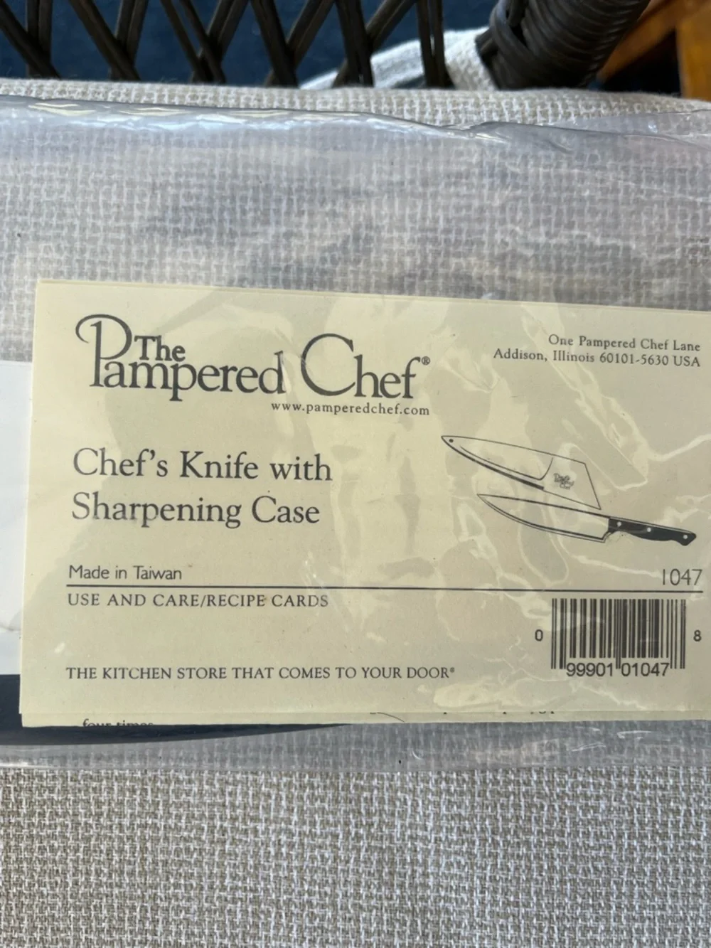 Vintage The Pampered Chef 14” Self Sharpening Chefs Knife Stainless Blade 1047